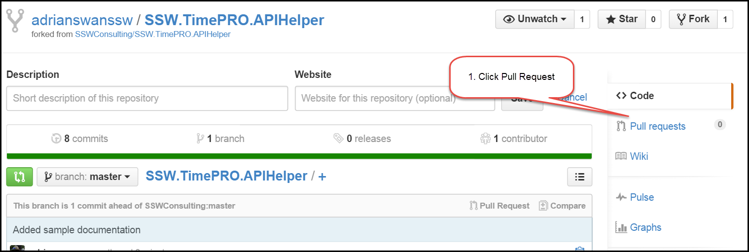 Go to Pull requests tab