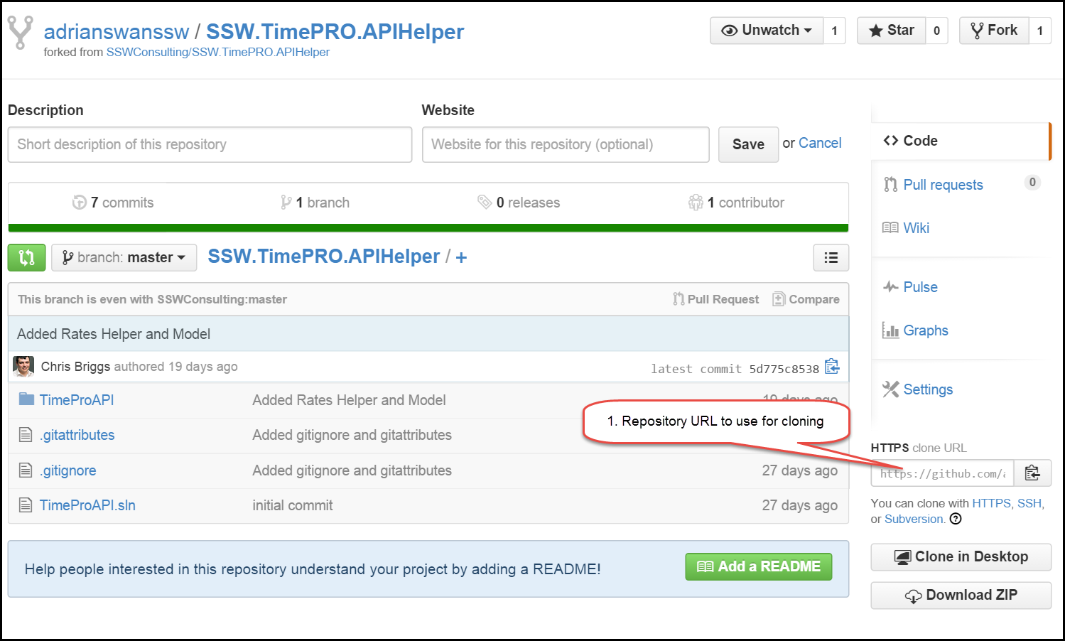 Repository URL to be used for cloning